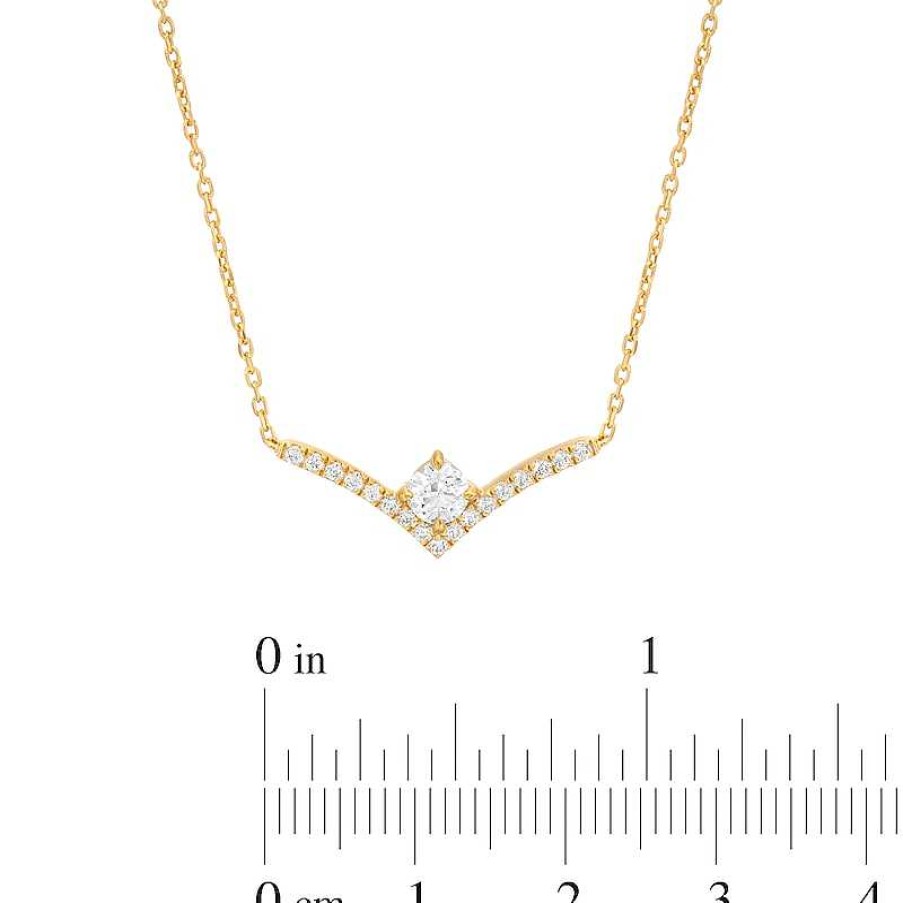 Zales You'Re The One 1/3 Ct. T.W. Certified Lab-Created Diamond Chevron Necklace In 14K Gold (F/Si2) 18.5" Necklaces