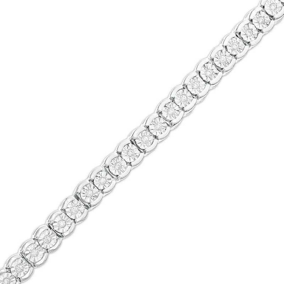 Zales 1/4 Ct. T.W. Diamond Illusion Tennis Bracelet In Sterling Silver - 7.25" Bracelets