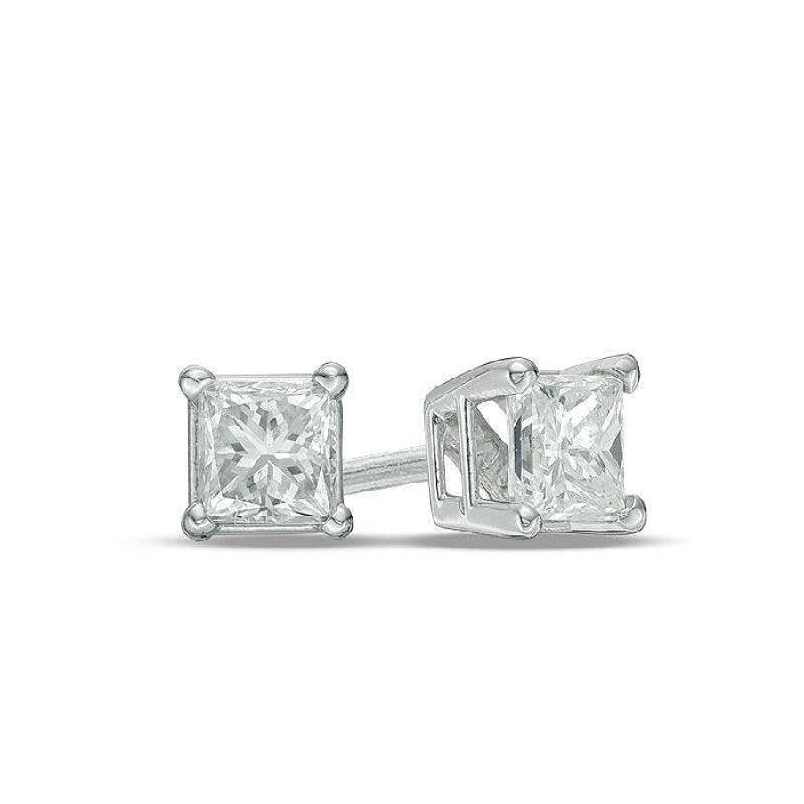 Zales 1/2 Ct. T.W. Princess-Cut Diamond Solitaire Stud Earrings In 14K White Gold (I/I2) Earrings