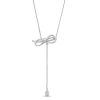 Zales 1/5 Ct. T.W. Diamond Bow With Teardrop Lariat Necklace In Sterling Silver Necklaces