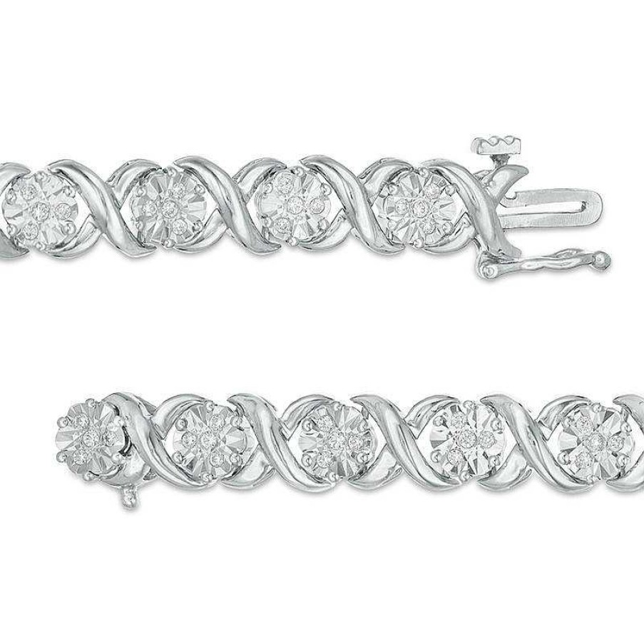 Zales 1/2 Ct. T.W. Multi-Diamond "Xo" Bracelet In Sterling Silver - 7.25" Bracelets