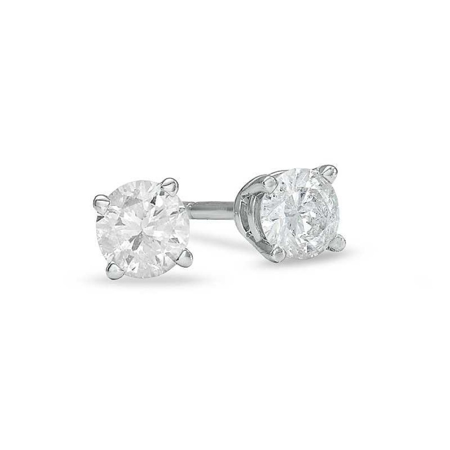 Zales 3/8 Ct. T.W. Diamond Solitaire Stud Earrings In 14K White Gold (J/I3) Earrings