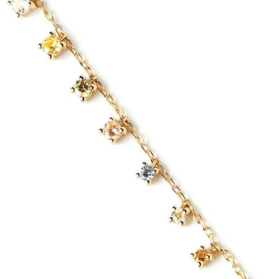 Zales Pdpaola At Zales Multi-Color Cubic Zirconia Dangle Station Necklace In Sterling Silver With 18K Gold Plate - 19.5" Necklaces