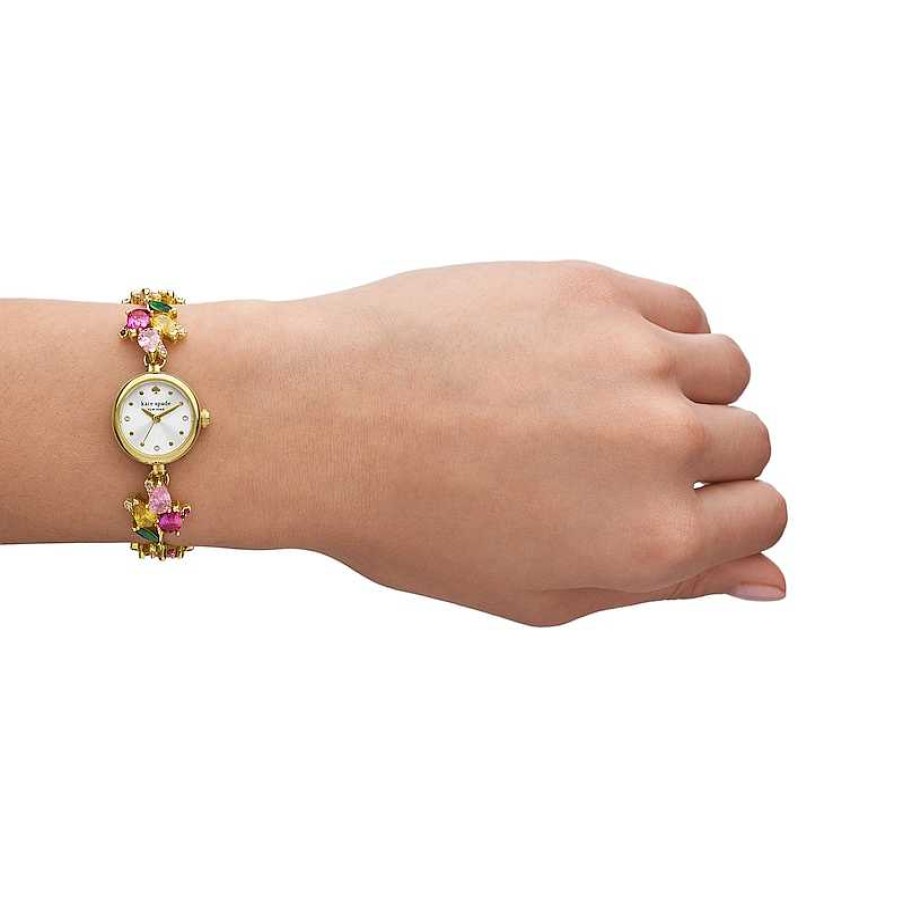 Kate Spade Ladies' Kate Spade Monroe Multi-Colored Crystal Gold-Tone Ip Bracelet Watch With White Dial (Model: Ksw1787) Watches