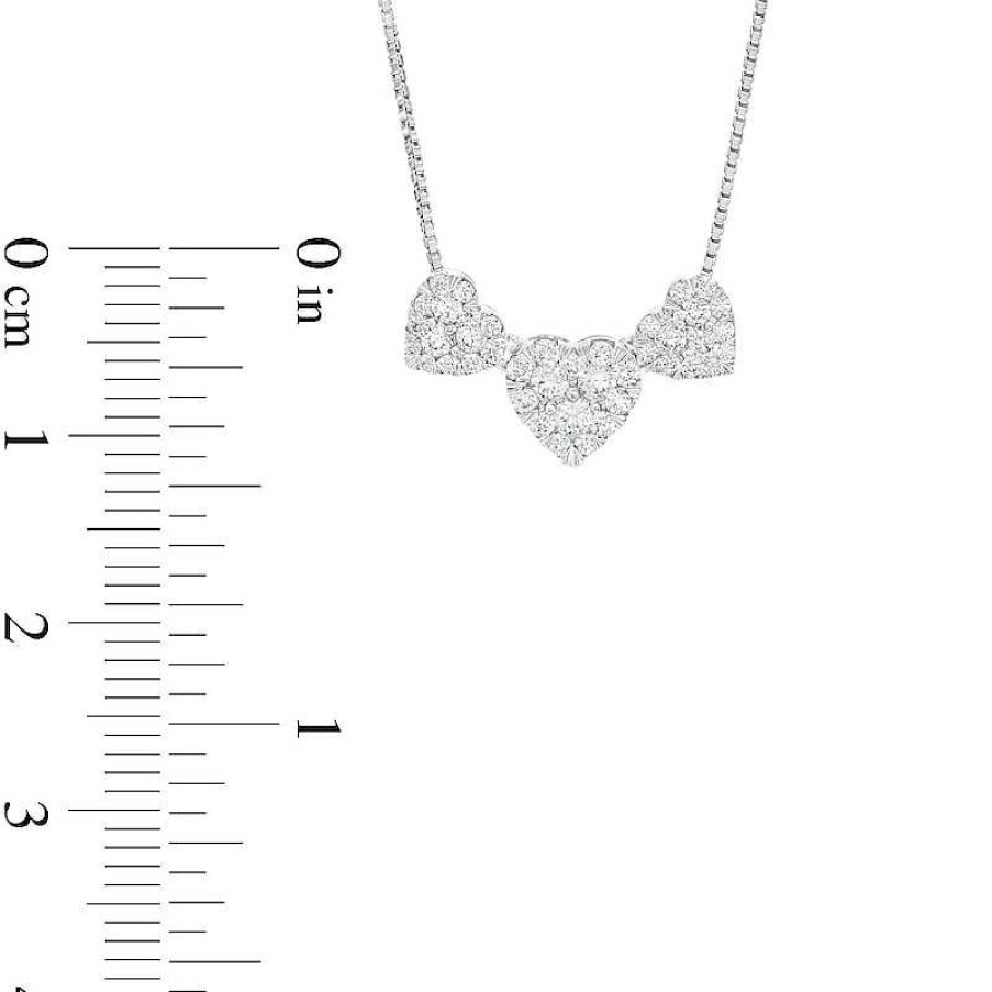 Zales 1/2 Ct. T.W. Certified Heart-Shaped Lab-Created Multi-Diamond Trio Necklace In 14K White Gold (F/Si2) Necklaces