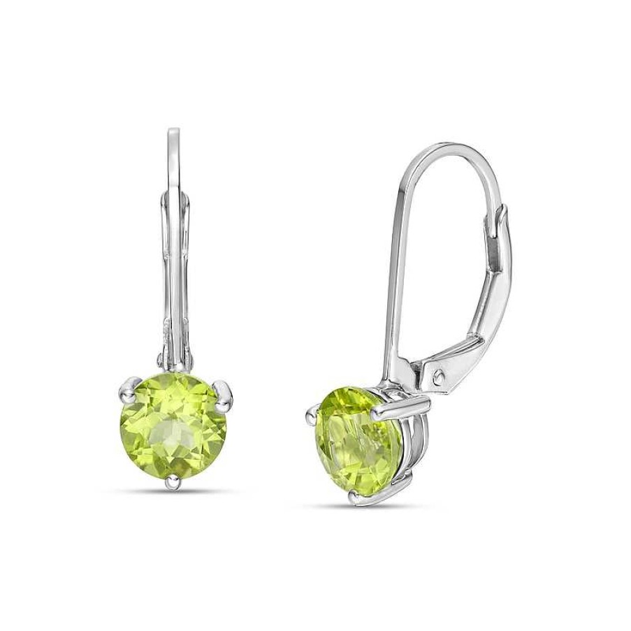 Zales 6.0Mm Peridot Solitaire Drop Earrings In 10K White Gold Earrings