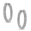 Zales 1/8 Ct. T.W. Diamond Sparkle Hoop Earrings In Sterling Silver Earrings