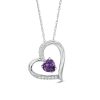 Zales 6.0Mm Heart-Shaped Amethyst And Lab-Created White Sapphire Heart Pendant In Sterling Silver Necklaces