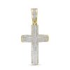 Zales Men'S 1/4 Ct. T.W. Diamond Double Row Cross Necklace Charm In 10K Gold Necklaces