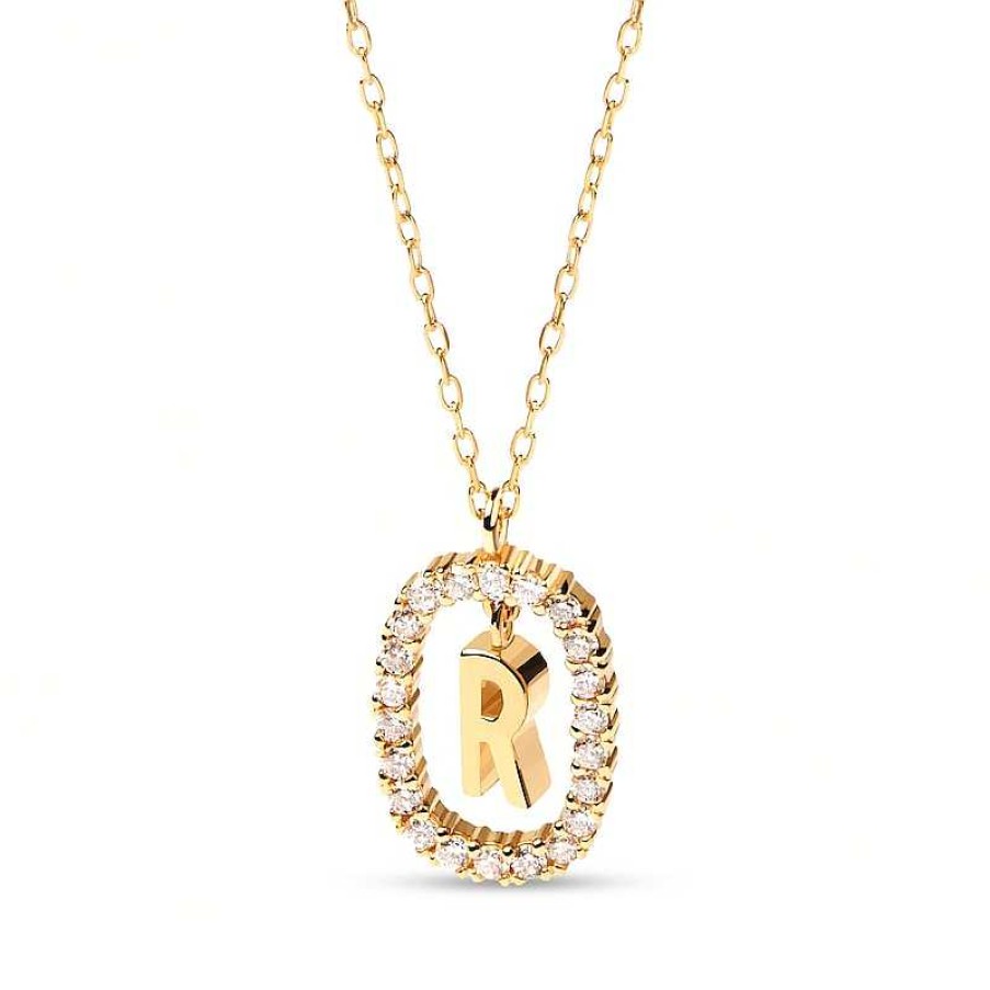 Zales Pdpaola At Zales 1/3 Ct. T.W. Lab-Created Diamond "R" Initial Pendant In 18K Gold - 19.5" Necklaces