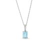 Zales Emerald-Cut Aquamarine And 1/20 Ct. T.W. Diamond Drop Pendant In 10K White Gold Necklaces