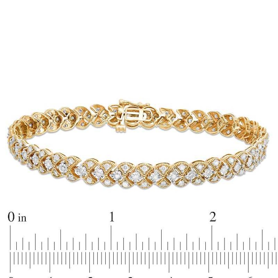 Zales 2 Ct. T.W. Diamond Art Deco Vintage-Style Bracelet In 10K Gold - 7.25" Bracelets