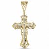 Zales 1/2 Ct. T.W. Diamond Lattice Cross Necklace Charm In 10K Gold Necklaces