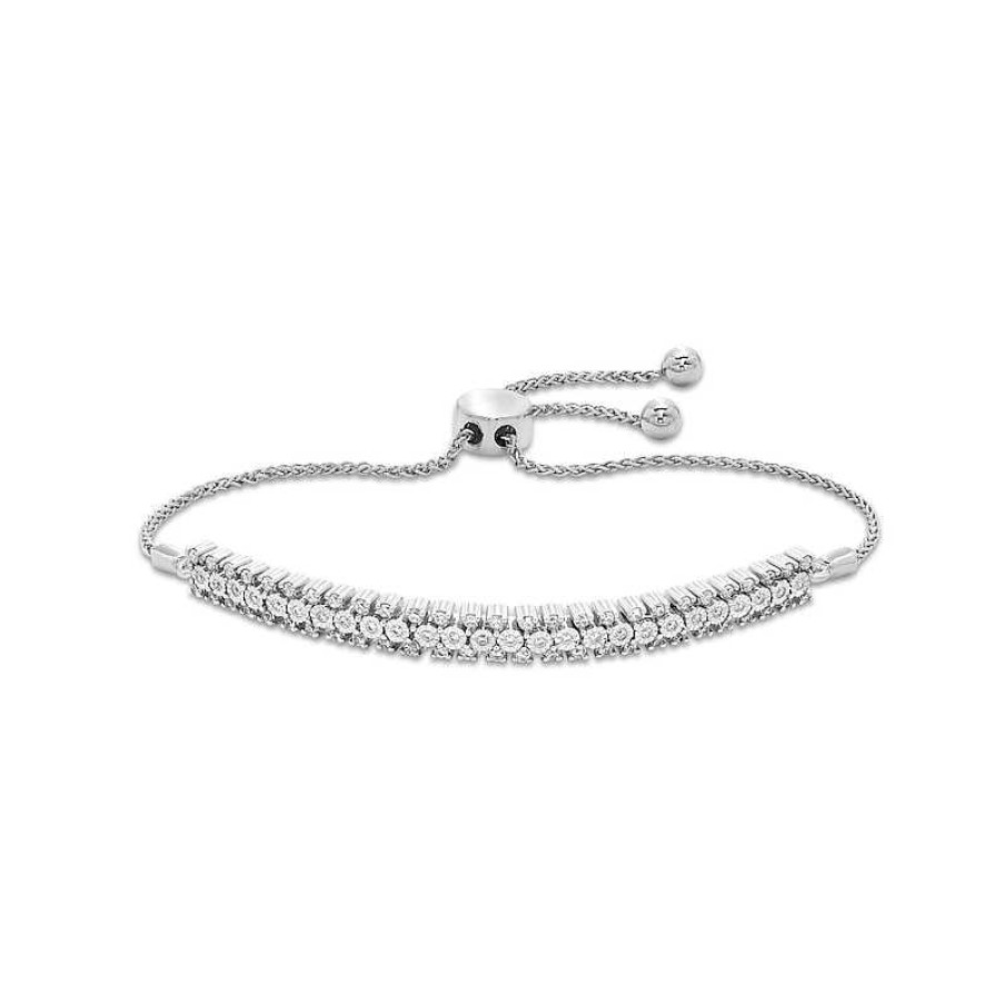 Zales 1/2 Ct. T.W. Diamond Miracle Multi-Row Bolo Bracelet In Sterling Silver - 9.5" Bracelets