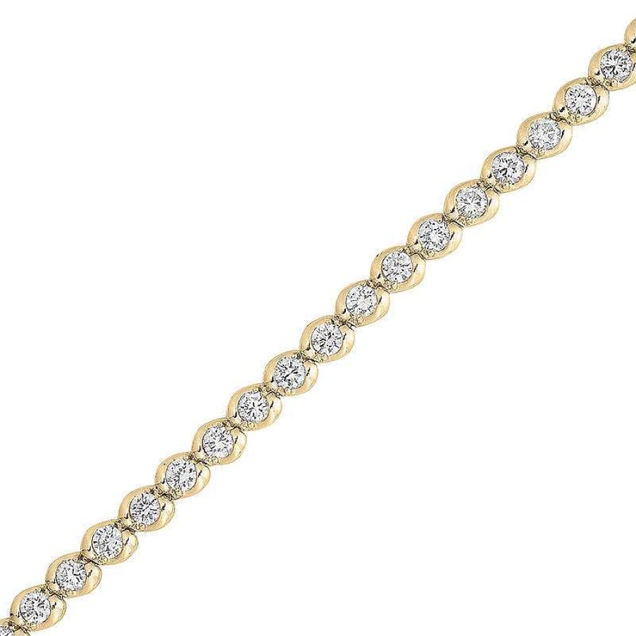 Zales 2 Ct. T.W. Diamond Wave Tennis Bracelet In 14K Gold Bracelets