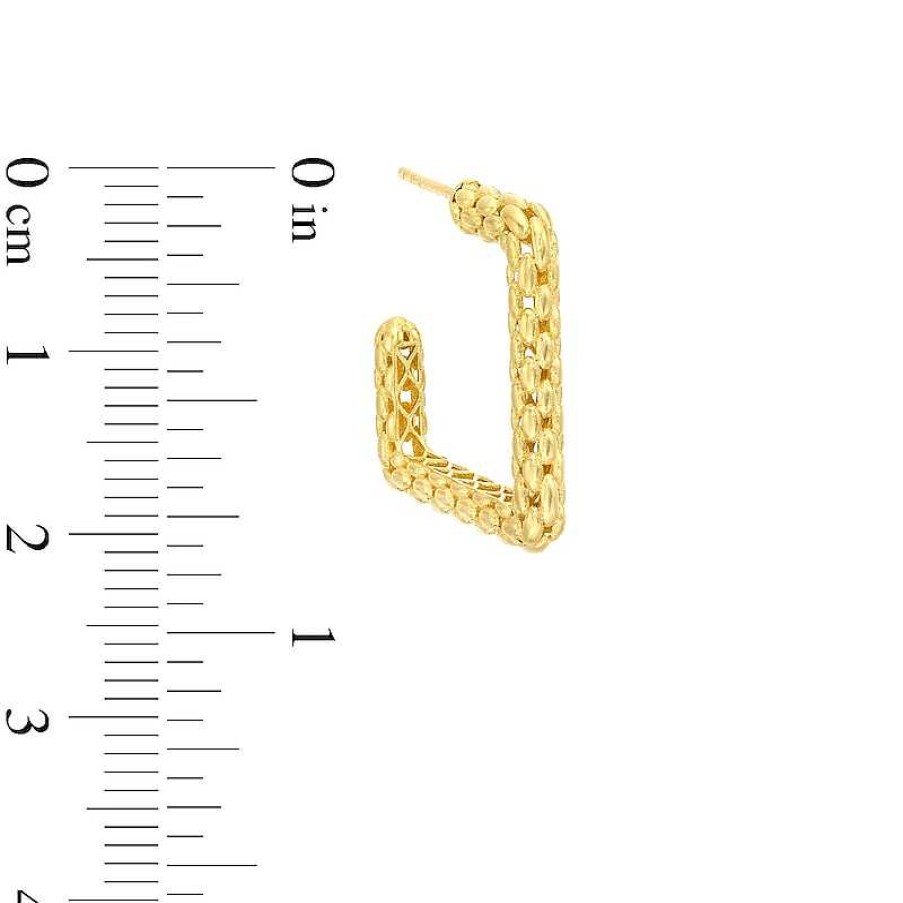 Zales 20.0Mm Diamond-Cut Square-Shaped J-Hoop Earrings In 10K Gold Earrings