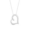 Zales White Lab-Created Sapphire Tilted Heart Pendant Sterling Silver Necklaces