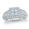 Zales 1 Ct. T.W. Quad Princess-Cut Diamond Frame Engagement Ring In 10K White Gold Rings