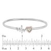 Zales Diamond Accent Heart And Heartbeat Convertible Flex Bangle In Sterling Silver And 10K Rose Gold Bracelets