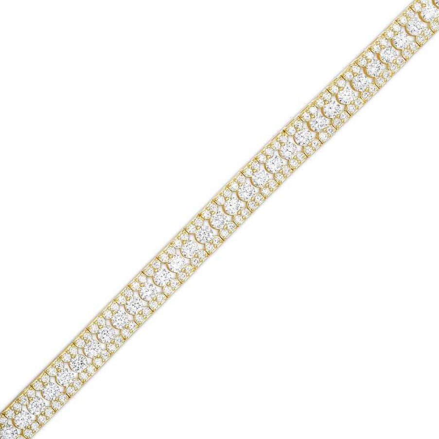 Zales 6 Ct. T.W. Diamond Triple Row Line Bracelet In 10K Gold Bracelets