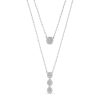 Zales 1/4 Ct. T.W. Diamond Double Drop Necklace In 10K White Gold - 17" Necklaces