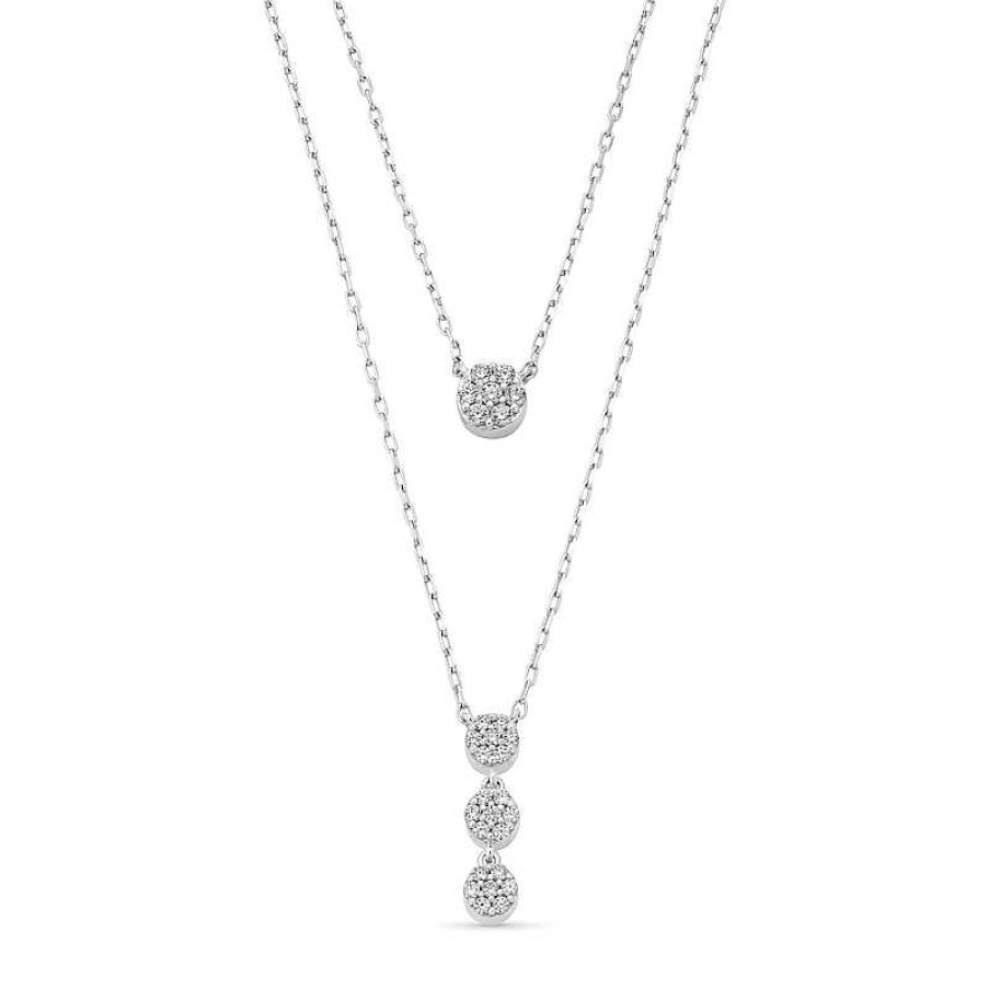 Zales 1/4 Ct. T.W. Diamond Double Drop Necklace In 10K White Gold - 17" Necklaces