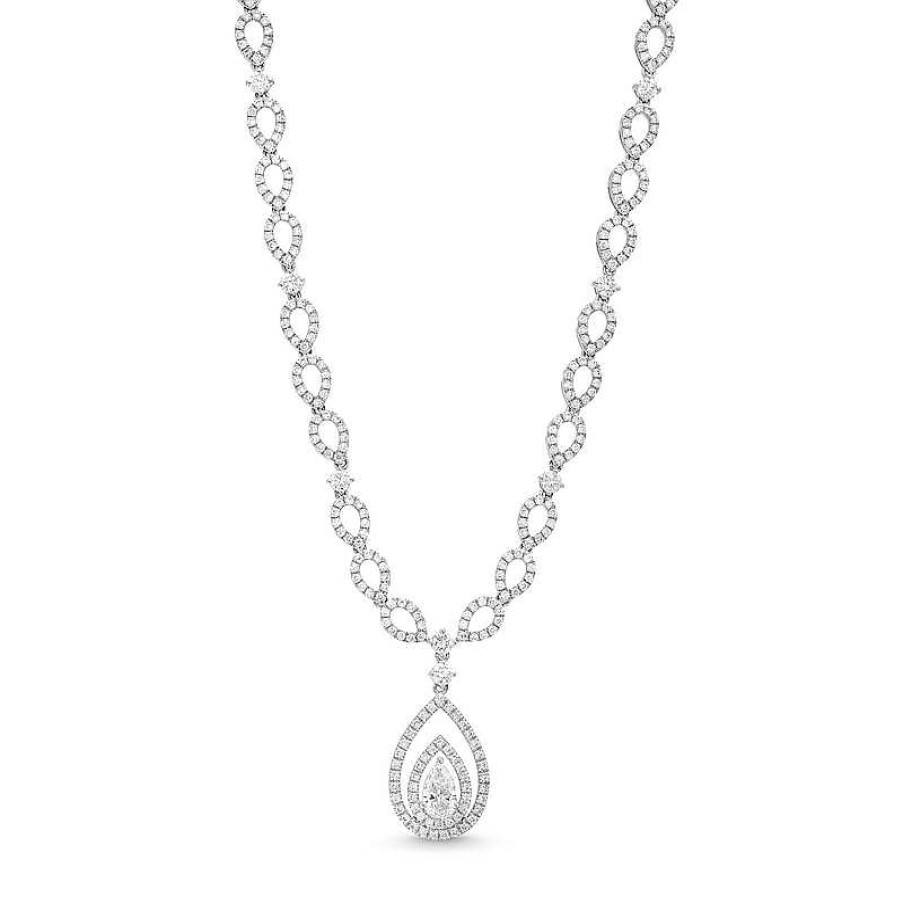 Zales 4 Ct. T.W. Pear-Shaped Lab-Created Diamond Double Halo Necklace In 10K White Gold Necklaces