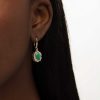 Zales Oval Emerald And White Topaz Twist Frame Drop Earrings In Sterling Silver With 14K Gold Plate Earrings