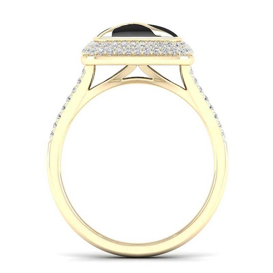 Zales 1/3 Ct. T.W. Diamond Edge Square Black Kintsugi-Style Ring In 10K Gold With Ceramic Rings