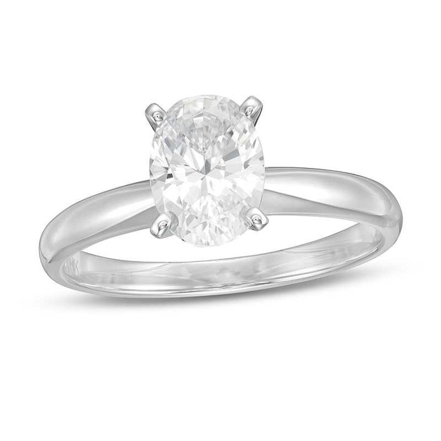 Zales 1-1/2 Ct. Certified Oval Lab-Created Diamond Solitaire Engagement Ring In 14K White Gold (F/Vs2) Rings