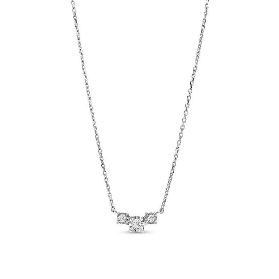 Zales 1/10 Ct. T.W. Diamond Three Stone Necklace In 10K White Gold Necklaces