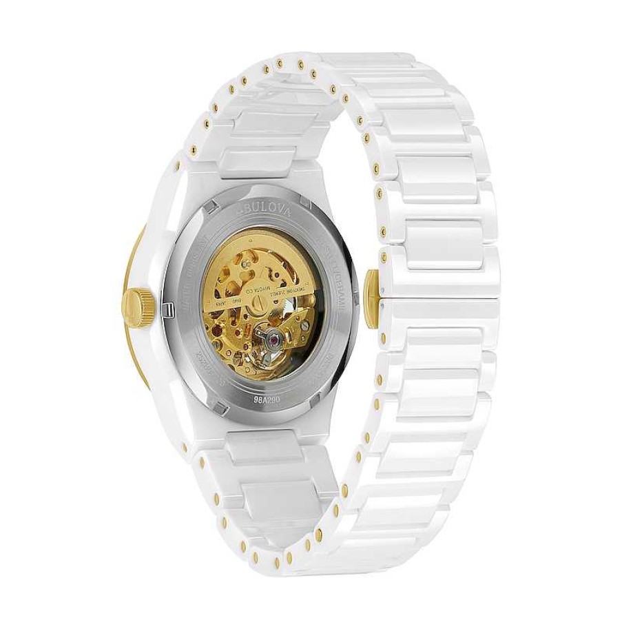 Bulova Men'S Bulova Modern Millenia Two-Tone Automatic Ceramic Watch With White Skeleton Dial (Model: 98A290) Watches