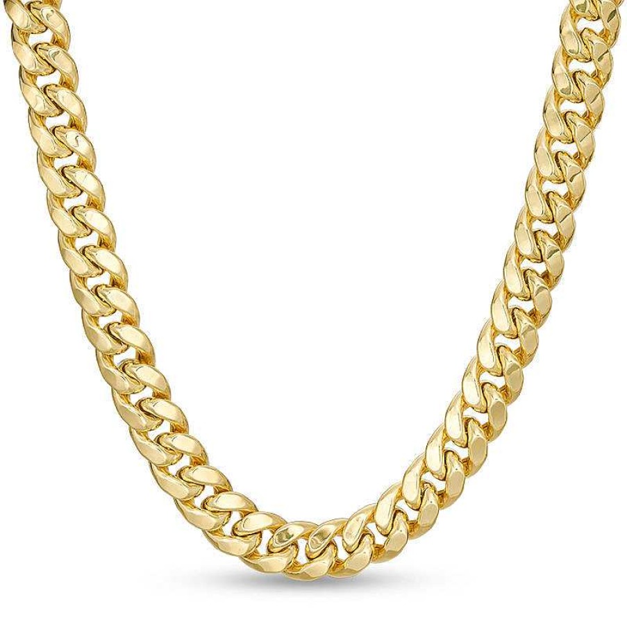 Zales Men'S 10.7Mm Cuban Curb Chain Necklace In Hollow 14K Gold - 26" Necklaces