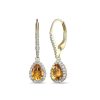 Zales Pear-Shaped Citrine And White Lab-Created Sapphire Frame Drop Earrings In Sterling Silver With 18K Gold Plate Earrings