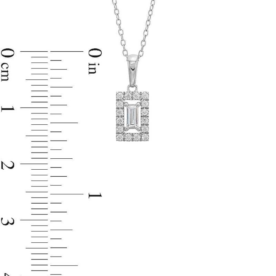 Zales 1/4 Ct. T.W. Baguette-Cut Diamond Rectangle Frame Pendant In 10K White Gold Necklaces