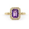 Zales Princess-Cut Amethyst And 1/10 Ct. T.W. Diamond Open Octagon Frame Ring In 10K Gold Rings