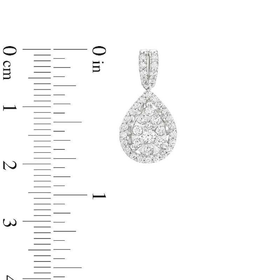 Zales 1 Ct. T.W. Pear Multi-Diamond Drop Earrings In 10K White Gold Earrings