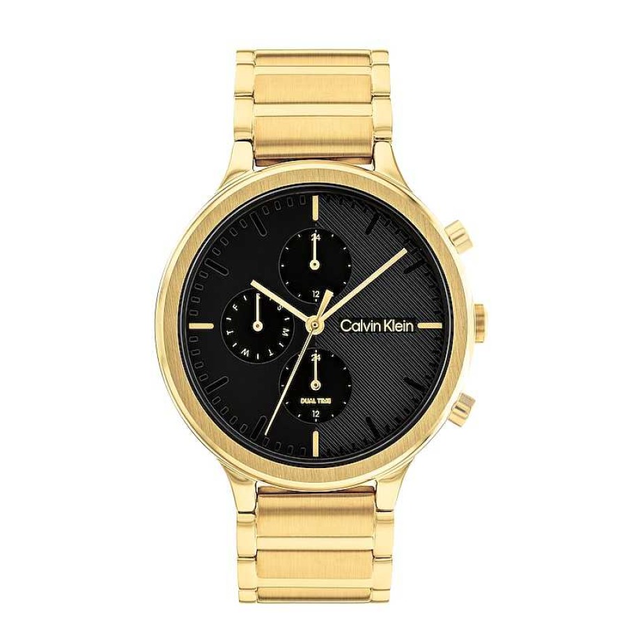 Calvin Klein Ladies' Calvin Klein Gold-Tone Ip Chronograph Watch With Black Dial (Model: 25200240) Watches