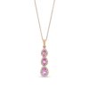 Zales Pear-Shaped Pink And White Lab-Created Sapphire Frame Three Stone Linear Drop Pendant In 10K Rose Gold Necklaces