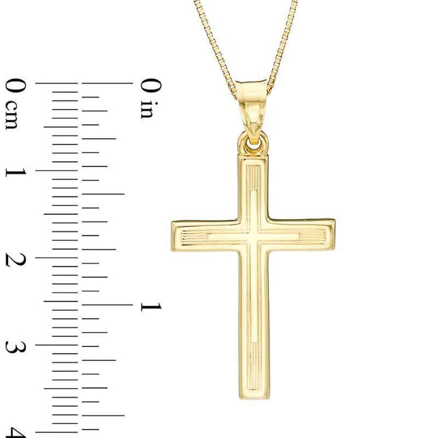 Zales Cross Necklace Charm In 14K Gold Necklaces