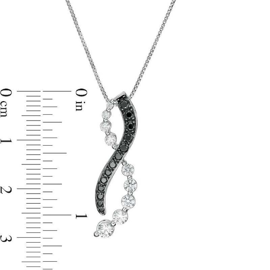 Zales 1 Ct. T.W. Enhanced Black And White Journey Diamond Twist Pendant In 10K White Gold Necklaces