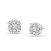 Zales 1/4 Ct. T.W. Cushion Multi-Diamond Scallop Frame Stud Earrings In 10K White Gold Earrings