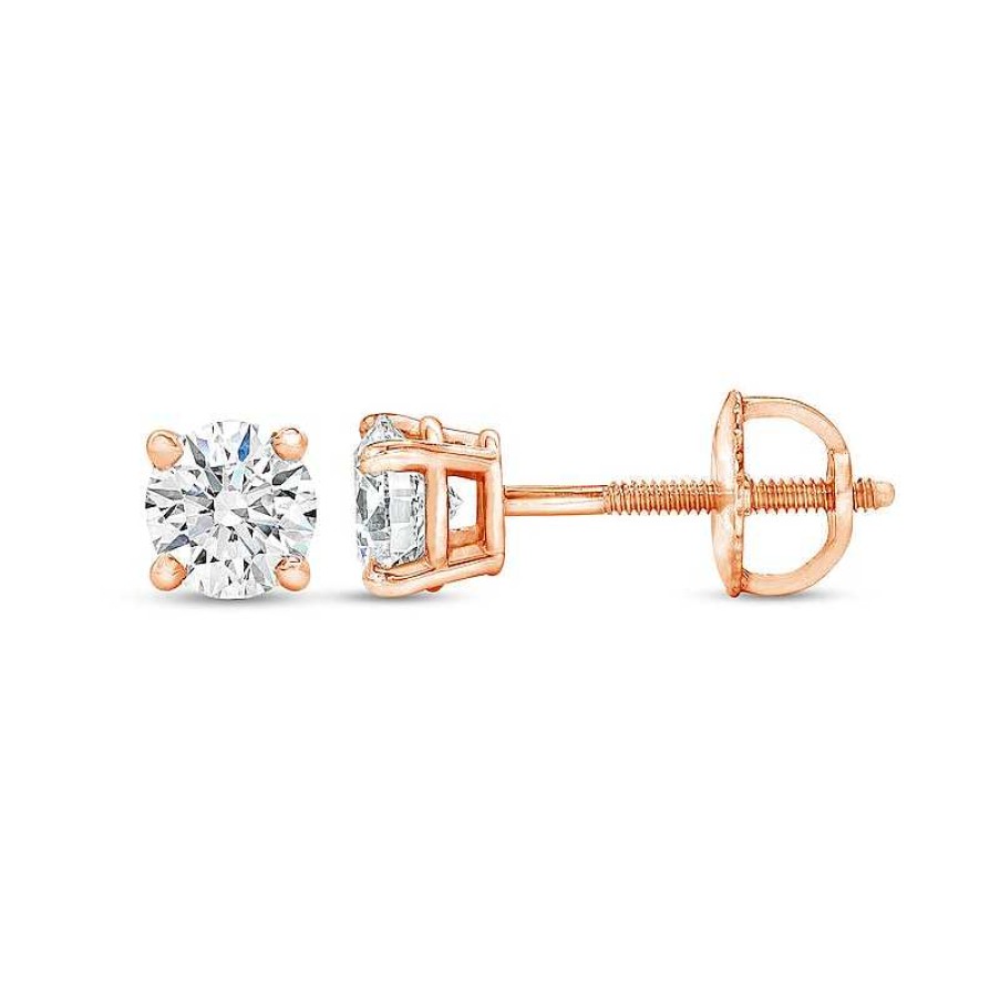 Zales 1/5 Ct. T.W. Certified Diamond Solitaire Stud Earrings In 14K Rose Gold (J/I1) Earrings