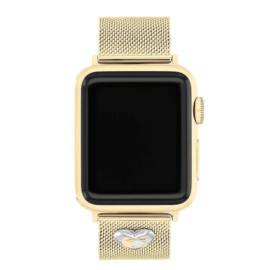 Coach Ladies' Coach Apple Straps Gold-Tone Mesh Interchangeable Replacement Band Smart Watch Attachment (Model: 14700255) Watches