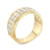 Zales Men'S 2 Ct. T.W. Diamond Double Row Vintage-Style Wedding Band In 10K Gold Rings