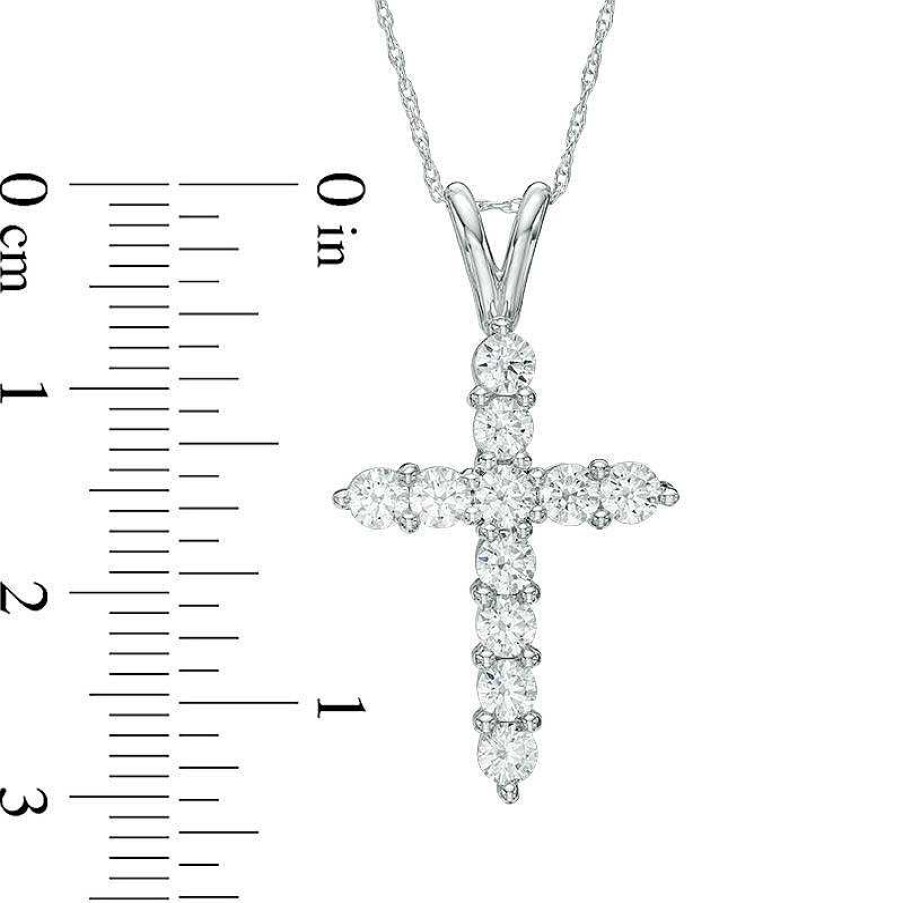 Zales 1-1/5 Ct. T.W. Diamond Cross Pendant In 14K White Gold Necklaces