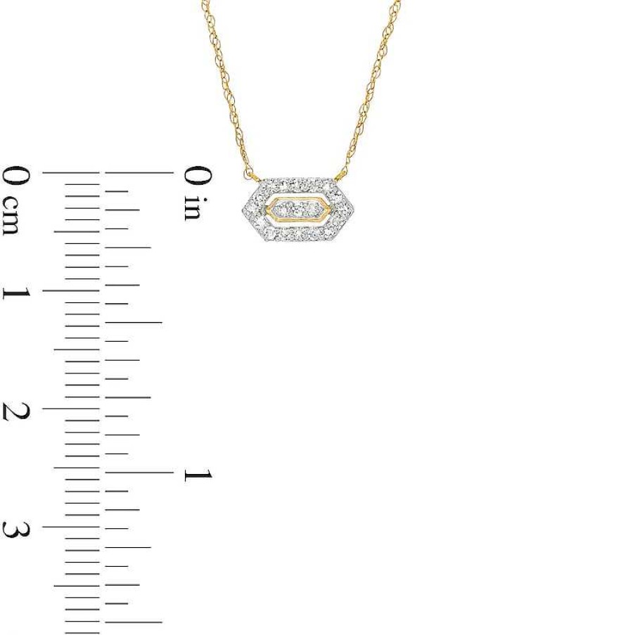 Zales 1/10 Ct. T.W. Lab-Created Diamond Elongated Hexagon Necklace In 10K Gold Necklaces