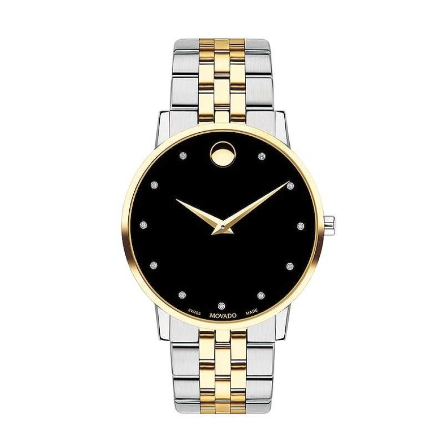 Movado Men'S Movado Museum® Classic 1/20 Ct. T.W. Diamond Two-Tone Pvd Watch With Black Dial (Model: 0607202) Watches