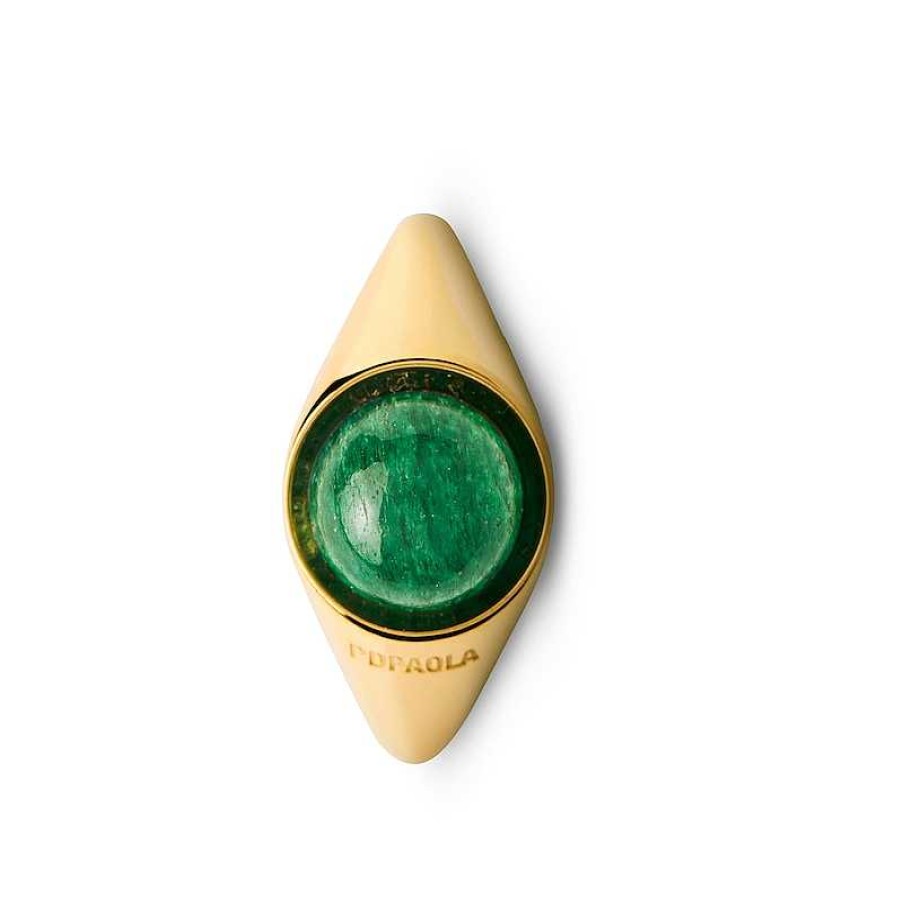 Zales Pdpaola At Zales 8.0Mm Green Aventurine Solitaire Ring In Sterling Silver With 18K Gold Plate Rings