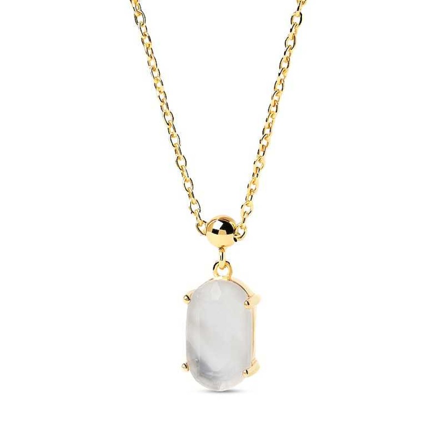 Zales Pdpaola At Zales Oval Mother-Of-Pearl Intuition Bead Charm In Sterling Silver With 18K Gold Plate Necklaces